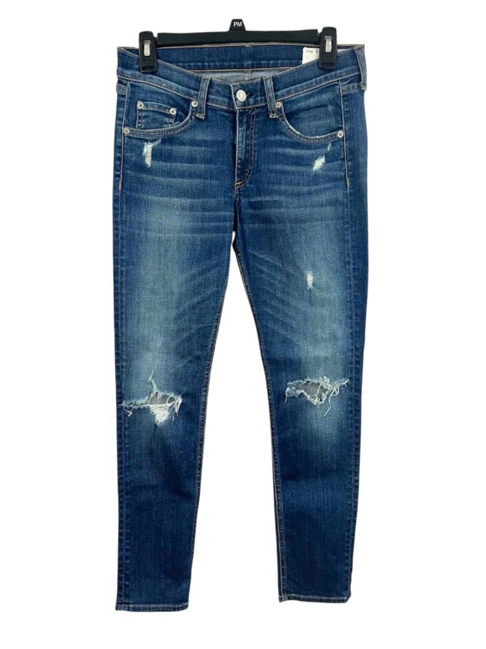 Rag & Bone Distressed Ripped Knee Skinny Jeans Indigo Canyon Wash 27